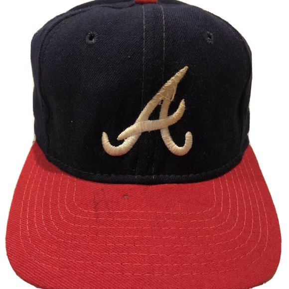 Vintage Atlanta Braves Fitted Cap Hat The Pro Wool Fitted 6 7/8 - Picture 1 of 9